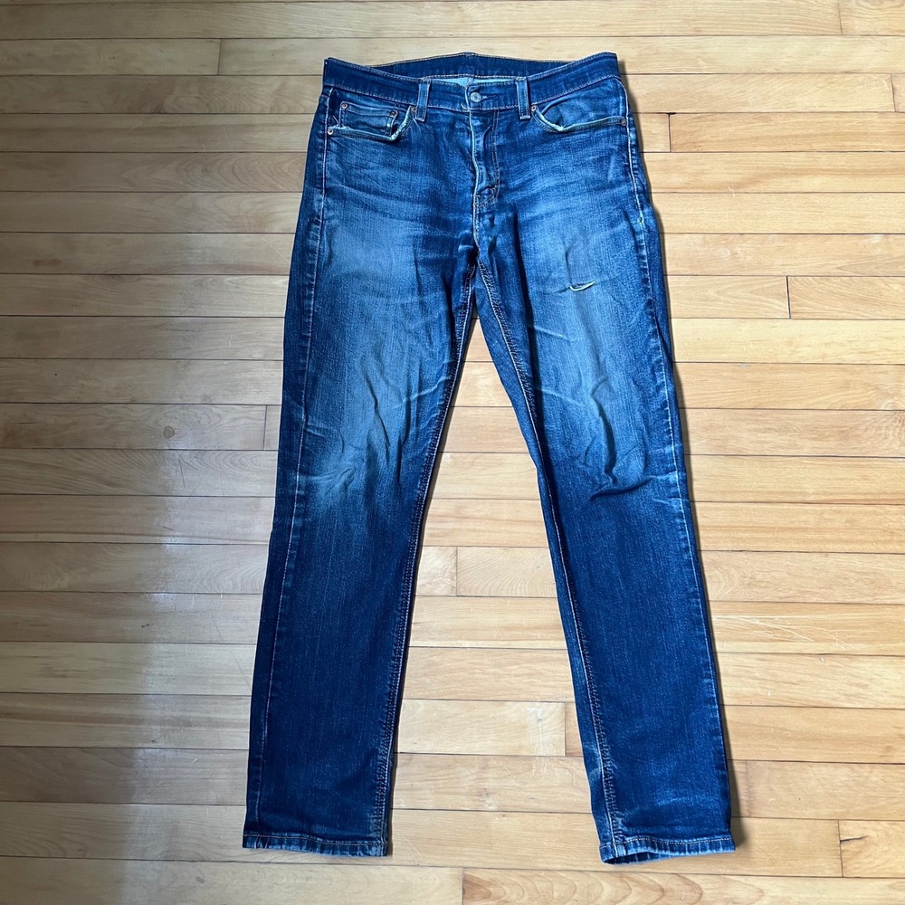 Levi Strauss 541 Athletic Taper Jeans Dark Wash Blue Mens 32x34 Distressed